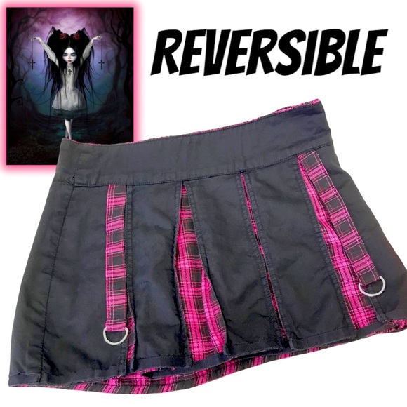 RELISTED ~ TRIPP NYC Vintage Pleated Plaid Reversible Mini Skirt - Picture 4 of 8